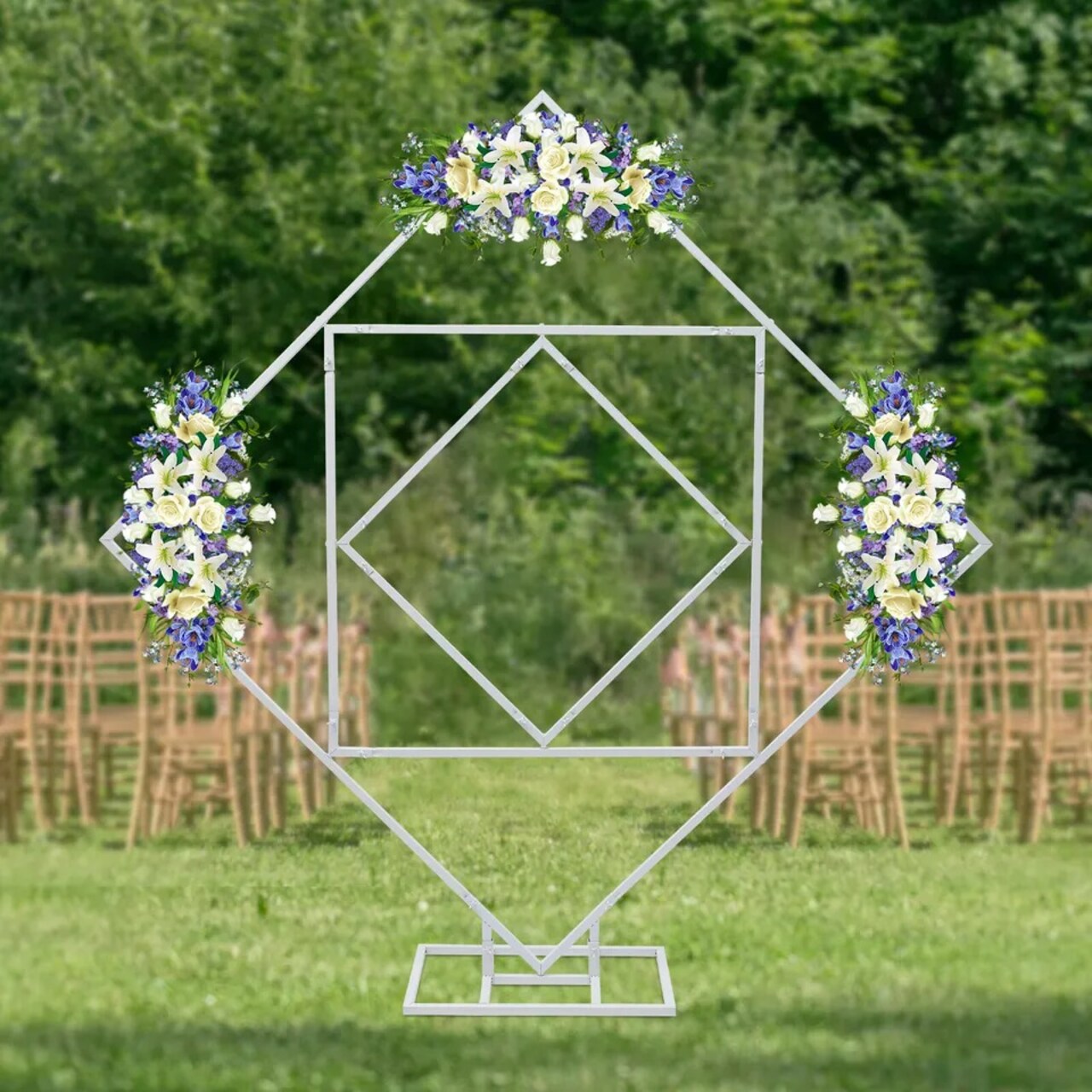 6.6ft Backdrop Stand Wedding Metal Circle Balloon Arch Frame Square Decor Rack
